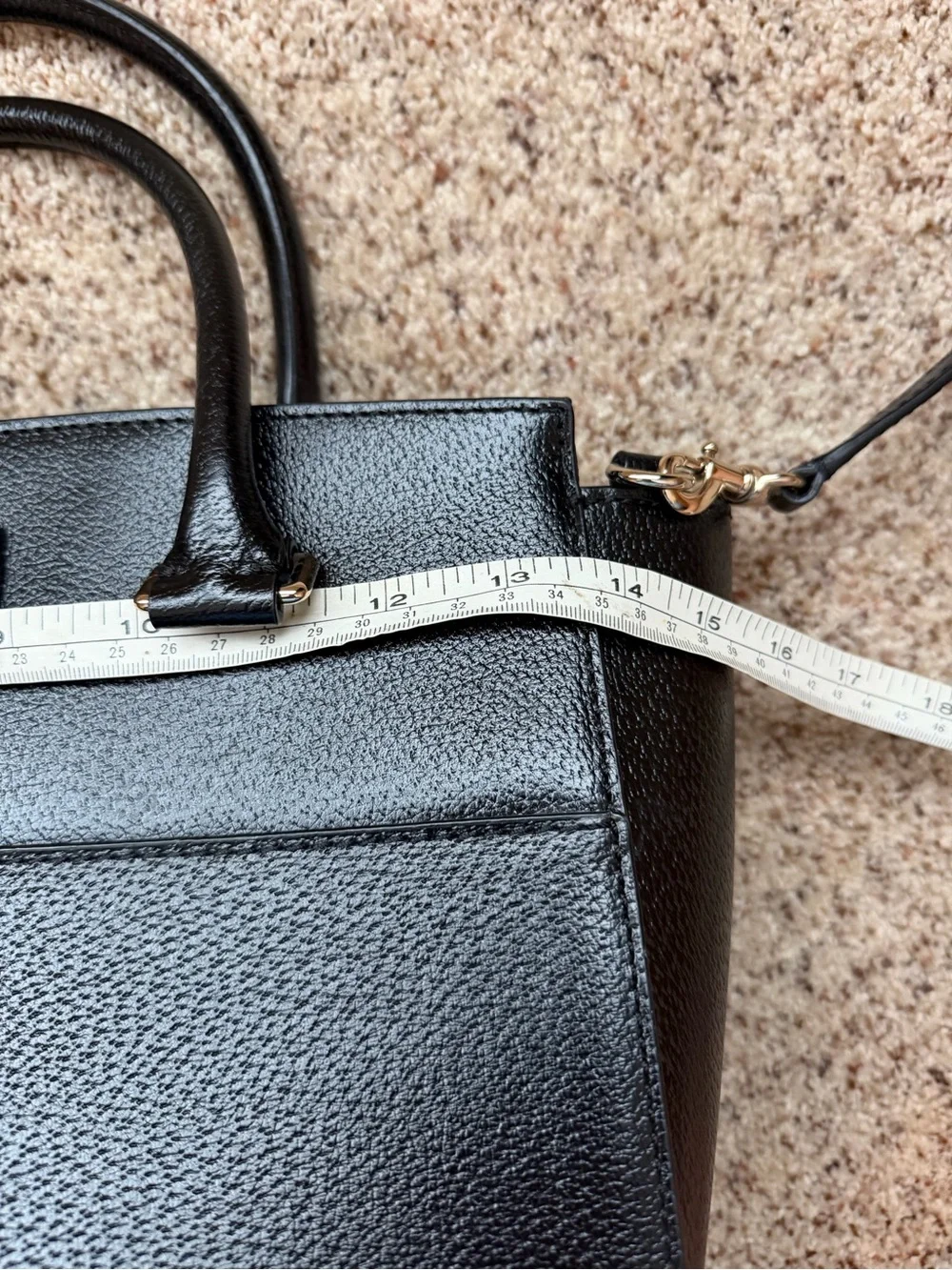 kate spade Black Pebbled Leather Satchel with Top Handles